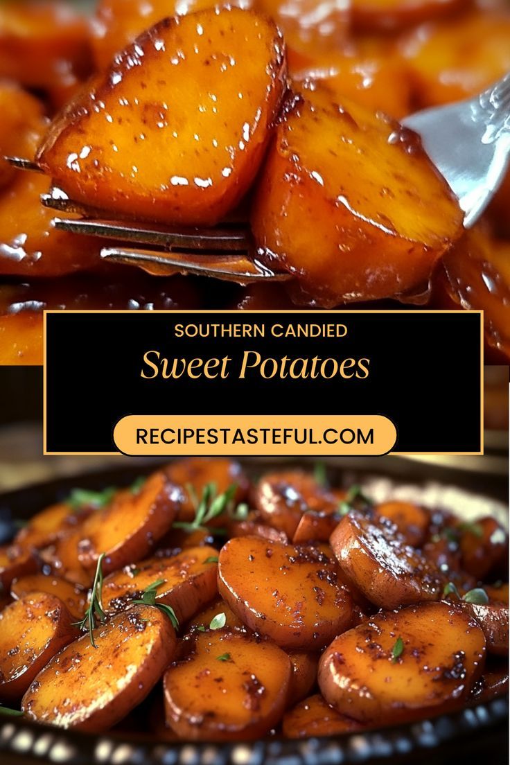 sweet potatoes are served in a brown sauce