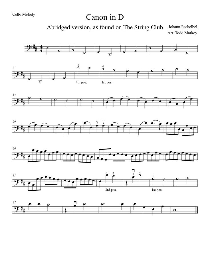 the music sheet for canon in d