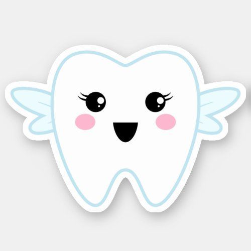 a cartoon tooth with angel wings