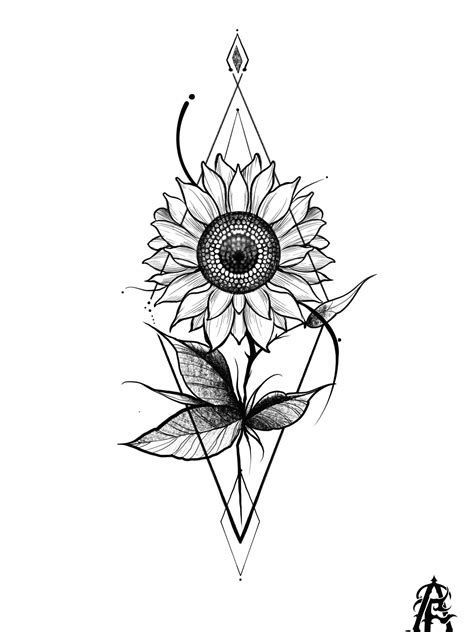 a drawing of a sunflower with an intricate design on the front and back side