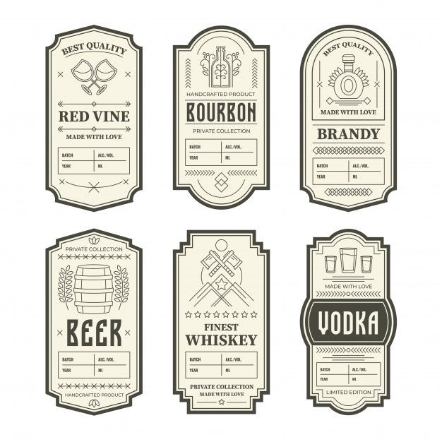 four different types of wine labels