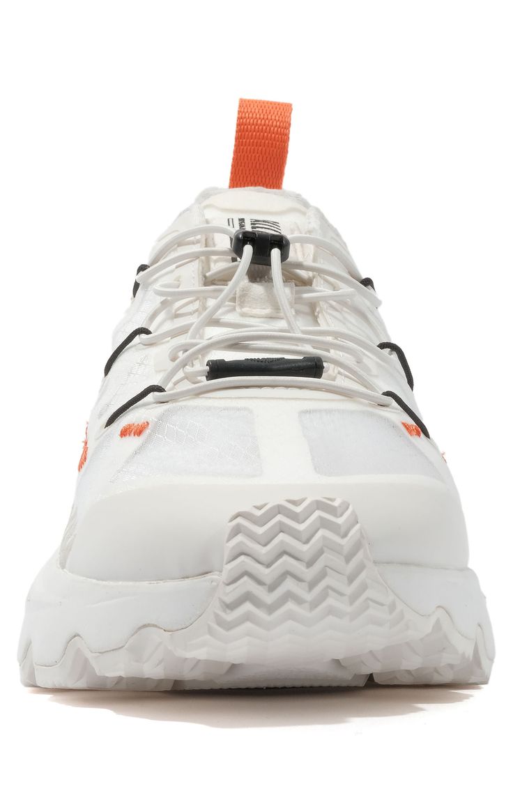 Blast off into the future with this bold sneaker showcasing transparent ripstop fabric with contrast embroidery and branded details. Decorative bungee cords add the finishing touch, while the breathable, cushioned interior means lasting comfort. Pull-on style with elastic laces Removable, cushioned insole Textile and synthetic upper/textile lining/rubber sole Imported Bungee Cords, Ripstop Fabric, Platform Sneaker, Elastic Laces, Nordstrom, Lace, Sneakers, Luxury Fashion, Black