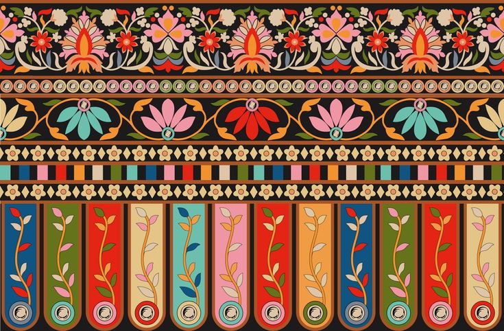 an ornate border with colorful flowers and leaves