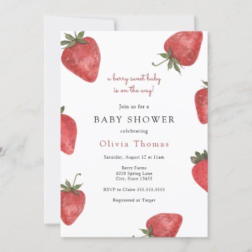 a strawberry themed bridal shower is shown with the words love is berry sweet on it