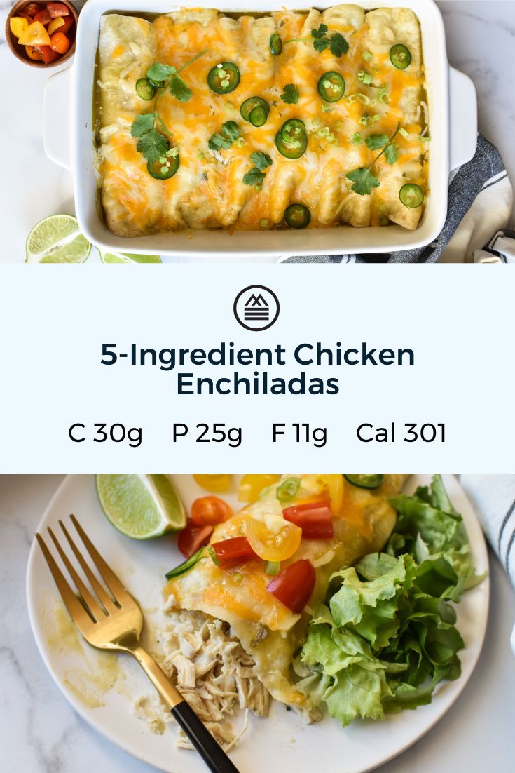 an enchiladas dish is on a plate with a fork