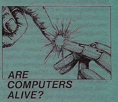 an advertisement for computers is shown in black and green colors with the words are computers alive?