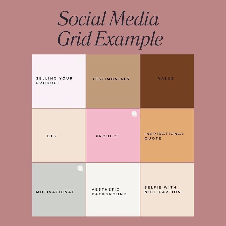 the cover of social media grid example, which includes different colors and font on it