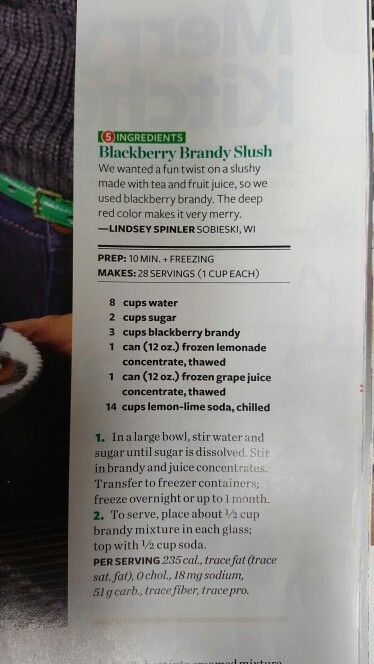 the instructions for making blackberry brandy slush are shown in this pamphlet, which shows how to use it