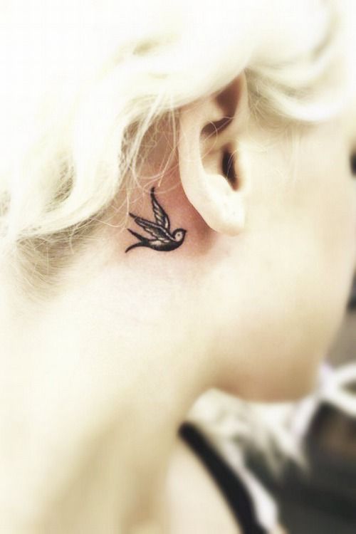 Back Ear Tattoo, Couple Tat, Little Bird Tattoos, Cardinal Tattoos, Behind Ear Tattoos, Writing Tattoos, Bird Tattoo, Bee Tattoo, The Ear