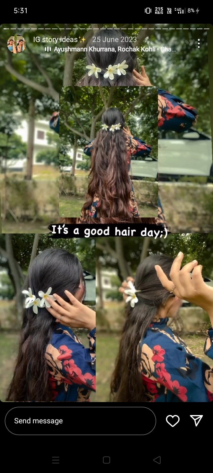 a woman with long hair and flowers in her hair is shown on the phone screen