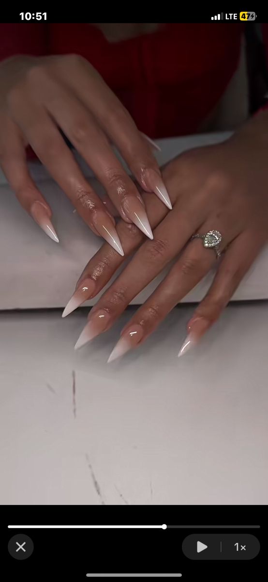 Stilleto Ombre Acrylic Nails, Stiletto Nails Ombre, Ombre French Tips, Ombre Acrylic Nails, French Tip Nails, Best Acrylic Nails, Stiletto Nails, Ombre Nails, Nail Inspo