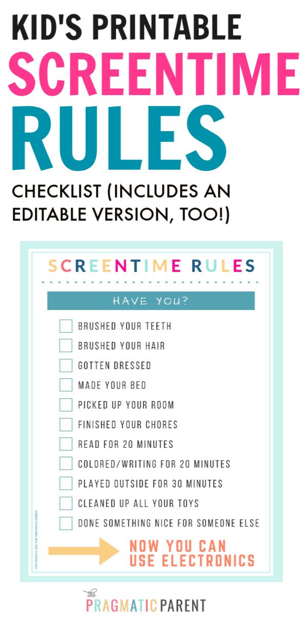 the kids's printable screen time rules checklist includes an editable version, too