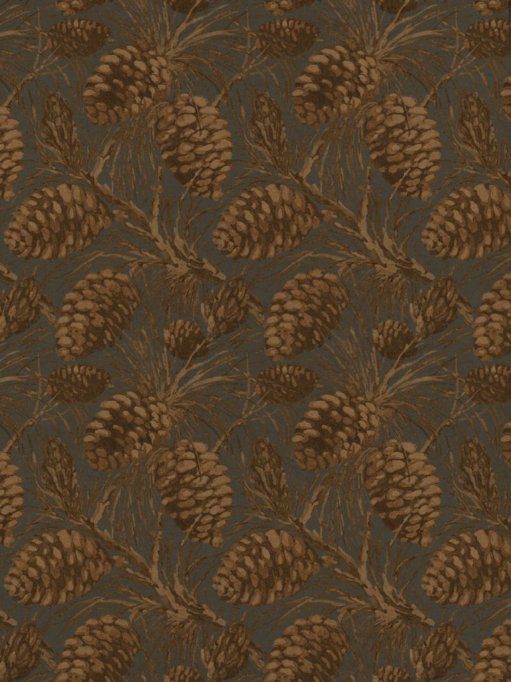 a brown and black wallpaper with pine cones