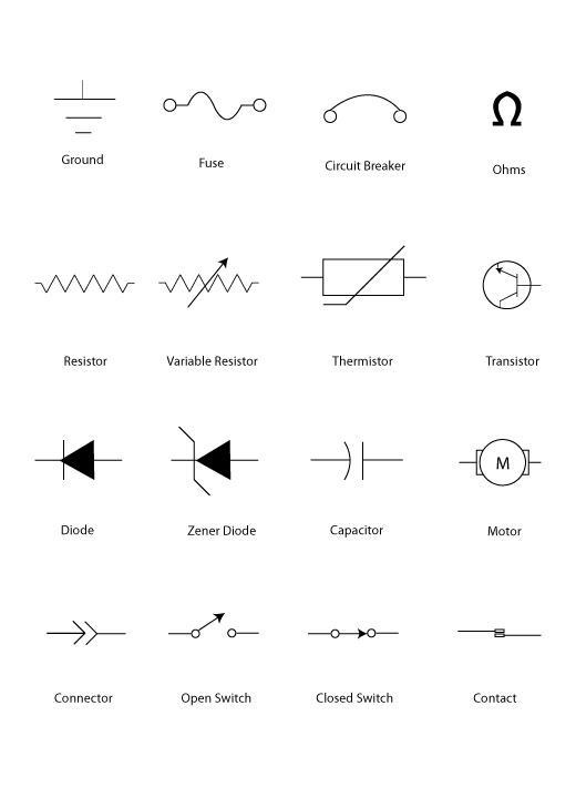 electrical symbols are shown in black and white