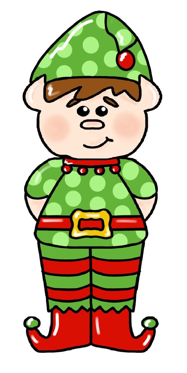 a drawing of a person dressed in green and red striped clothing with polka dots on it