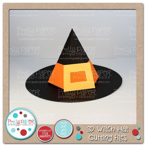 a 3d witch hat with an orange and black center piece on it's top