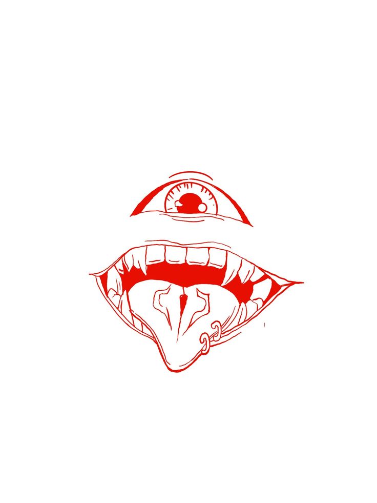 a drawing of a mouth with an evil look on it