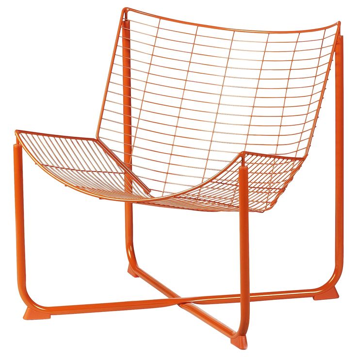 an orange wire chair on a white background