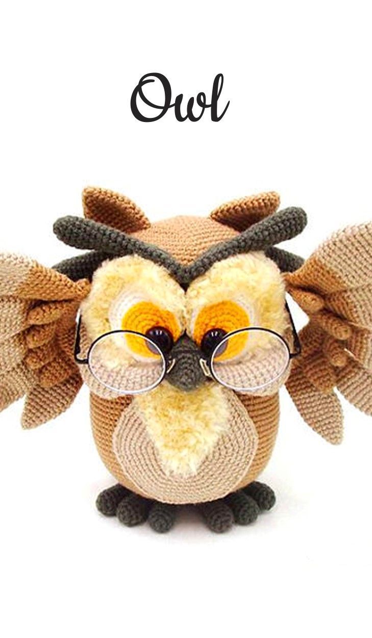 an owl with glasses and knitted sweater on it's head is posed in front of a white background