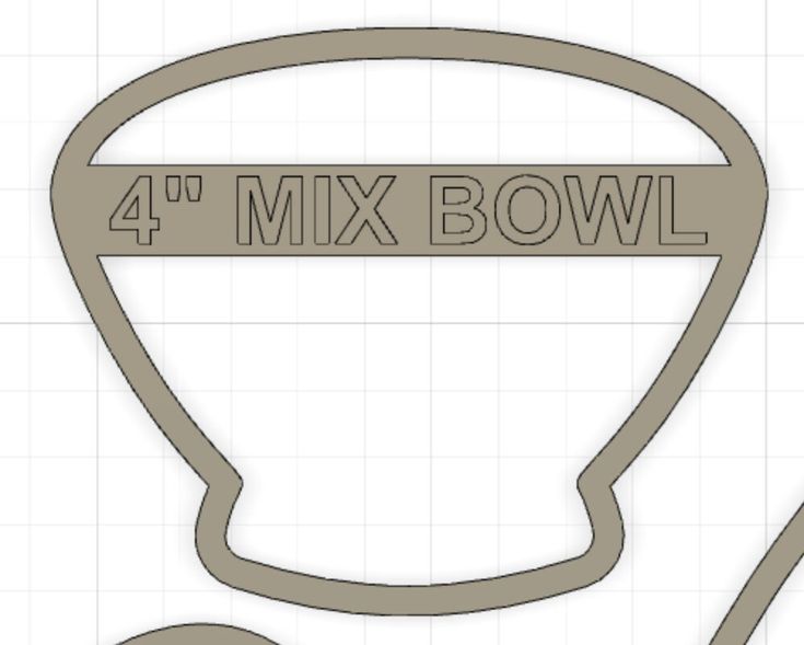 an image of a bowl cut out with the words 4in mix bowl on it