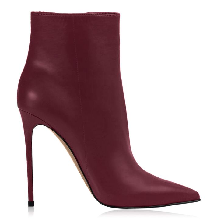 Identità Stivaletti SEKI PELLE BURGUNDY Pointed Ankle Boots, Burgundy Boots, Burgundy Heels, Dress Booties, Shoes Outfit Fashion, Leather Boots Heels, Pointed Toe Boots, Shoe Boot Sandals, High Heel Boots Ankle