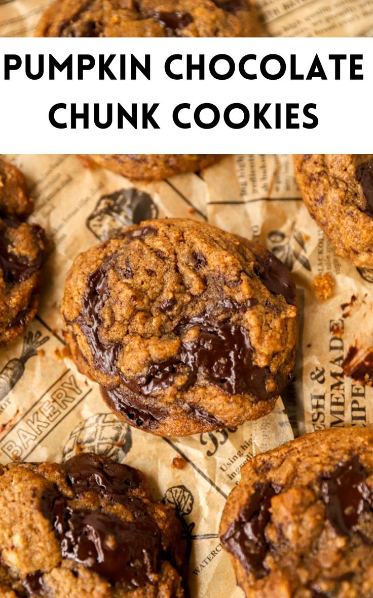 Pumpkin Chocolate Chunk Cookies Dark Chocolate Pumpkin Cookies, Pumpkin Chocolate Chunk Cookies, Pumpkin Dark Chocolate Chip Cookies, Chocolate Pumpkin Cookies, Cookies For Fall, Spiced Cookies, Hearty Recipes, Pumpkin Chip, Dark Chocolate Chip Cookies