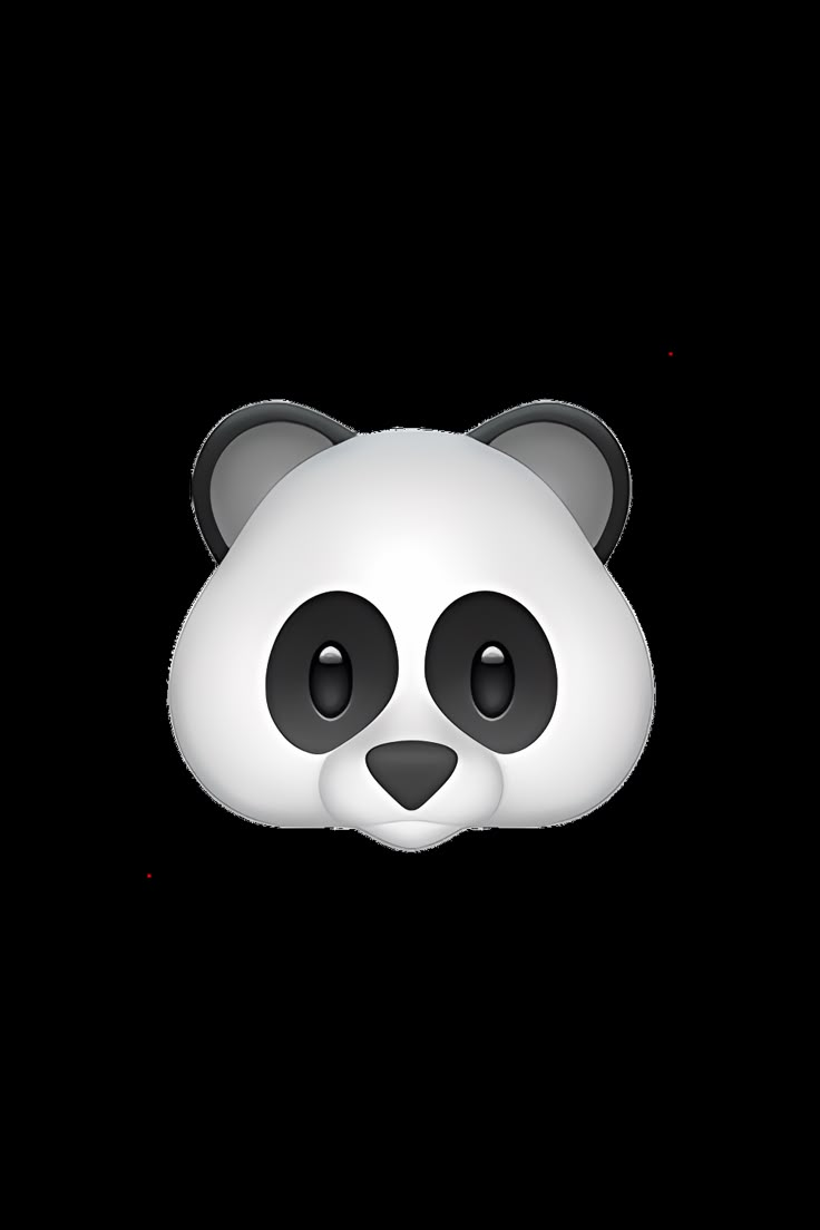 a panda face is shown on a white background with black eyes and an animal's head