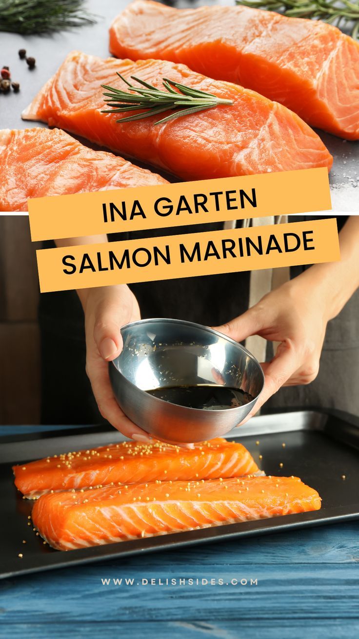 In this pin, you will find a visually appealing image of a perfectly cooked salmon fillet marinated with Ina Garten's special recipe. Asian Marinade For Salmon, Marinated Salmon Recipes Baked, Marinades For Salmon, Marinated Salmon Recipes, Salmon Dijon, Salmon Marinade Recipes, Ina Garden, Asian Salmon, Shrimp Marinade