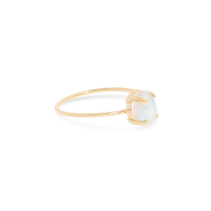 Moonstone Oval Cabochon Ring Modern Open Ring Birthstone Ring With Gemstone, Modern Birthstone Ring With Open Ring Shape, Delicate Open Ring With Gemstone, Delicate White Gemstone Rings, Delicate Gemstone Open Ring Jewelry, Modern Rounded Promise Ring Jewelry, Minimalist Everyday Jewelry With Cabochon, Minimalist Everyday Cabochon Jewelry, Modern Gemstone Ring With Round Stone