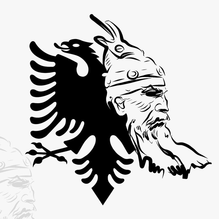 a black and white drawing of an old man with a bird on it's head