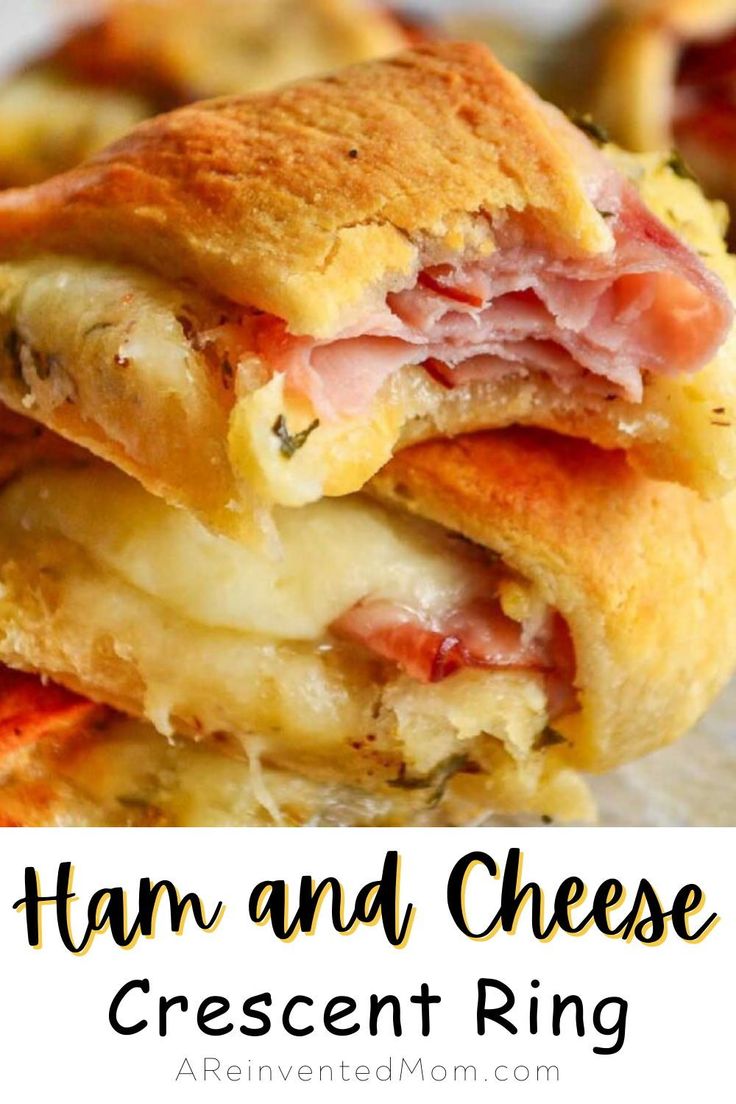 ham and cheese crescent ring with text overlay