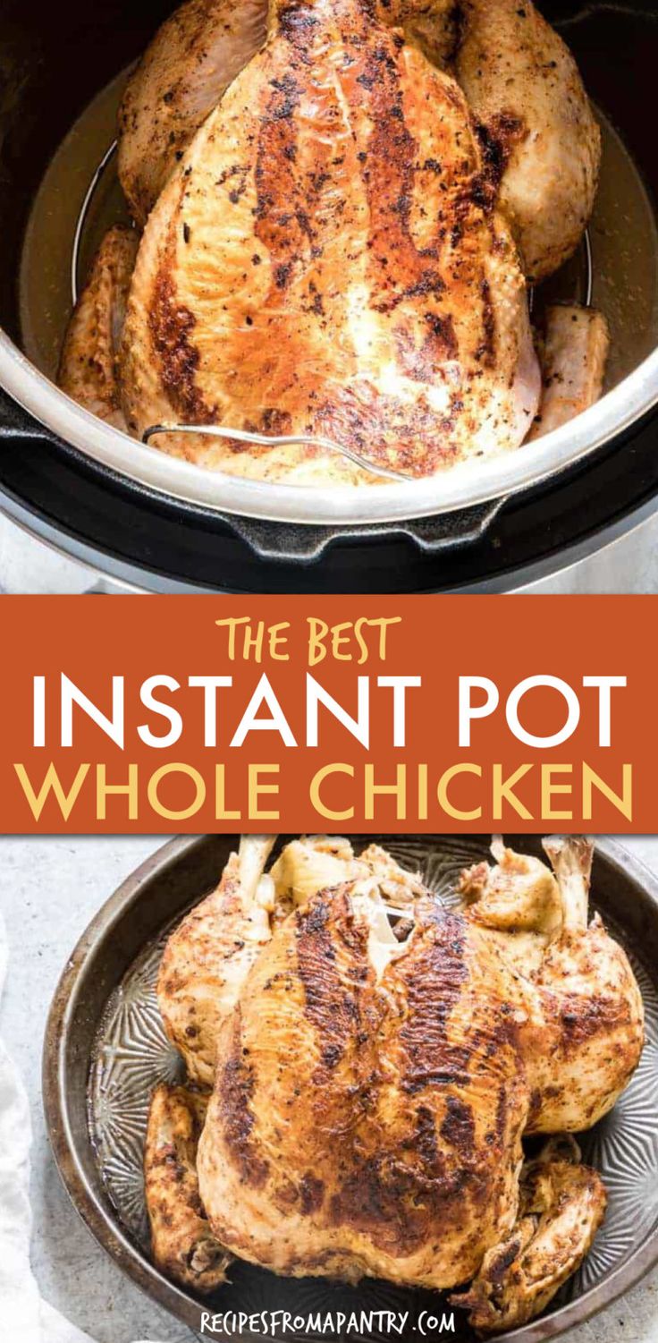 the best instant pot whole chicken is in an air fryer and ready to be cooked