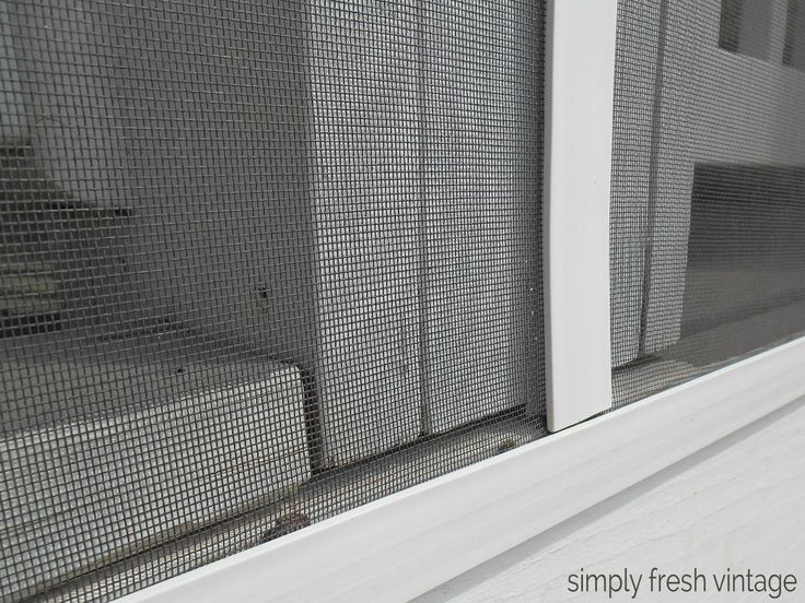 a close up of a window with mesh covering