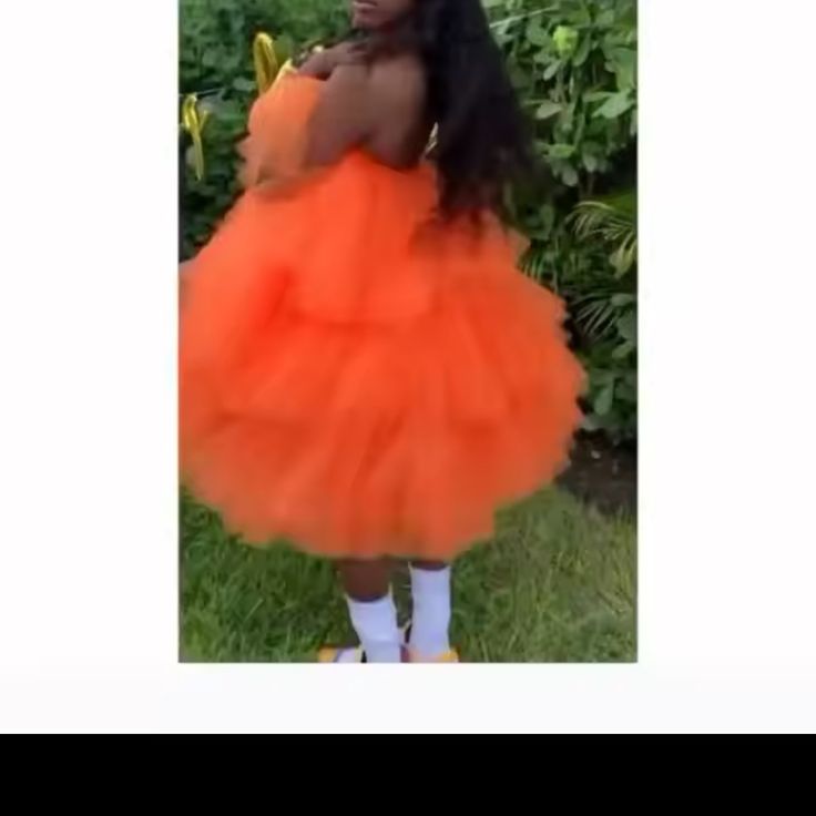 Orange Tulle Dress Worn Once Orange Tulle Party Dress, Orange Tulle Dress For Party, Orange Summer Prom Dress, Orange Prom Dress For Spring, Orange Tulle Dresses For Summer, Orange Summer Party Tutu Dress, Tutu Dress For Women, Orange Tulle Dress, Tulle Dresses