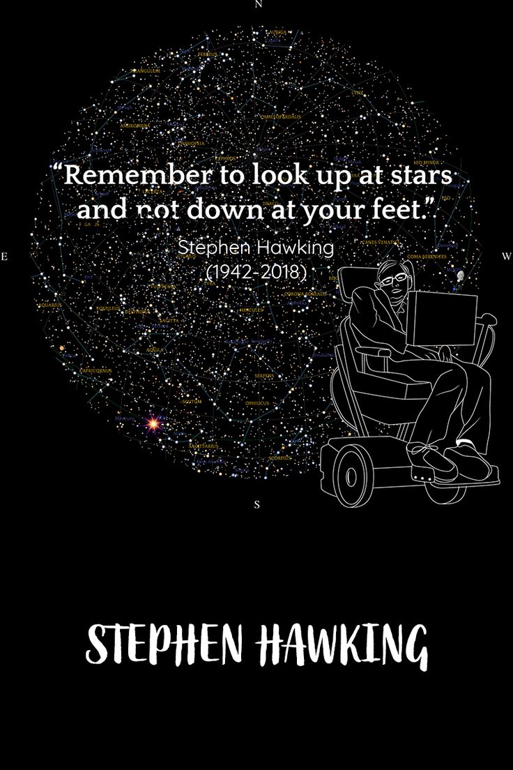 the cover of stephen hawking's book, remember to look up at stars and not down at your feet