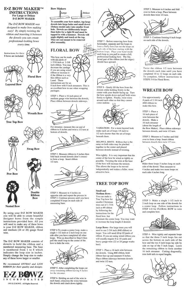 the instructions for how to make bows with ribbon and flowers on them, in black and white