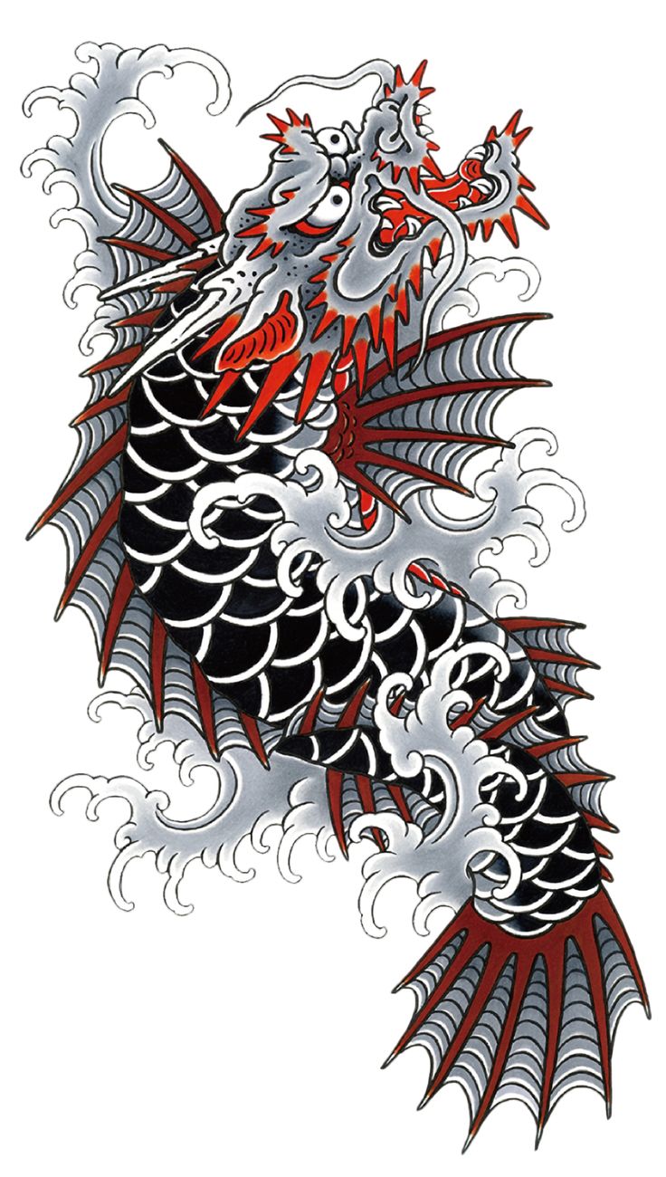 a dragon tattoo design on a white background