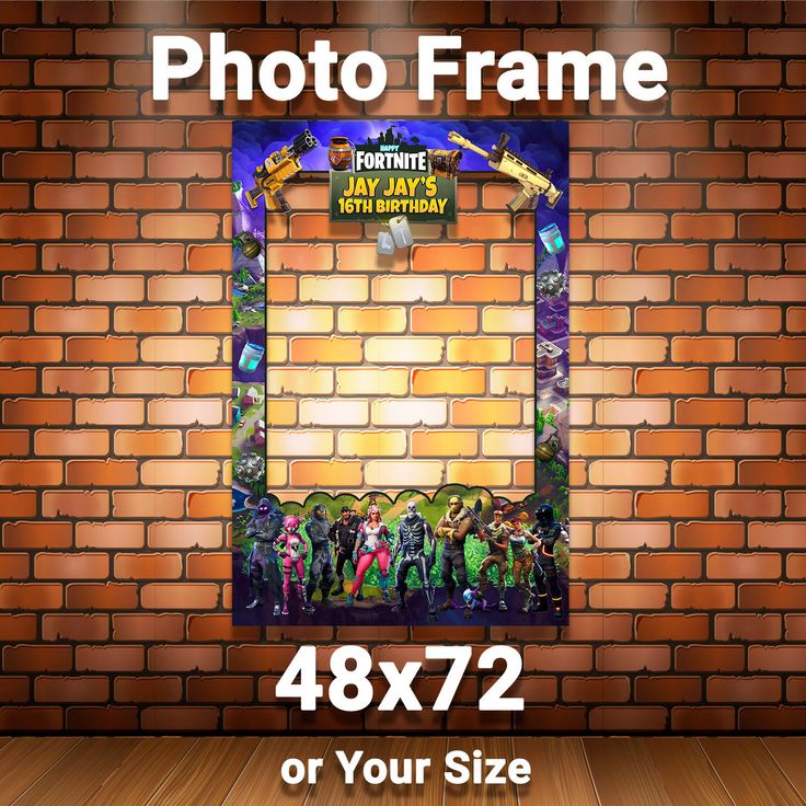 a brick wall with a photo frame on it and the text, 48x7 or your size