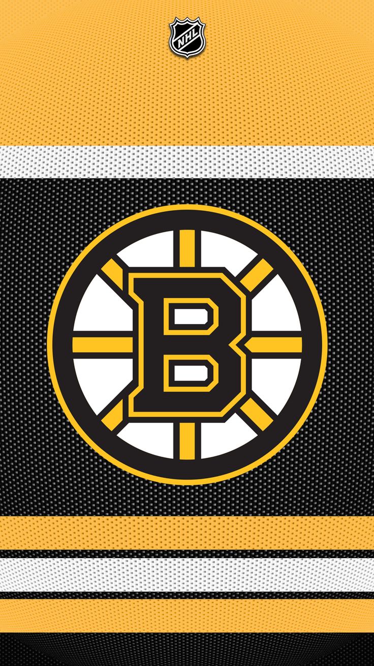 the boston hockey team logo is shown on a yellow and black background