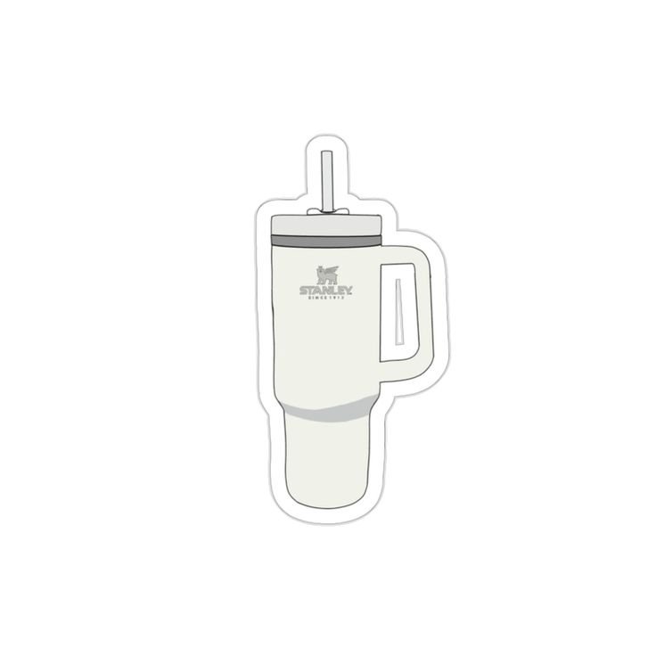 an image of a white cup with a handle on the front and side of it