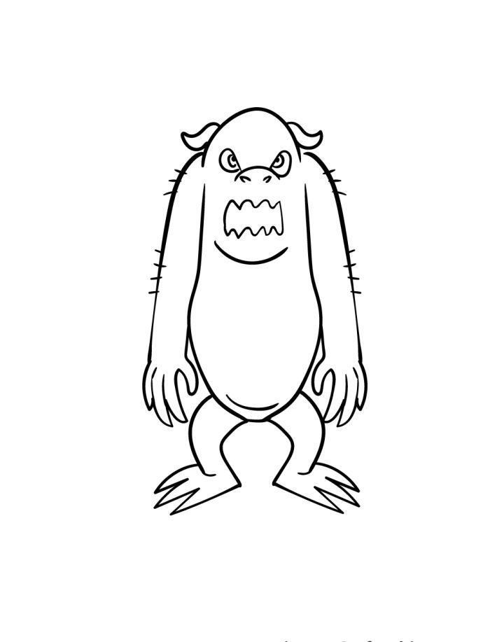 a drawing of a monster with big eyes and long legs, standing in front of a white background