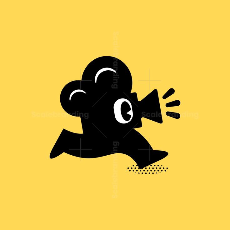 a black and yellow illustration of a cartoon character with an eyeball in his mouth