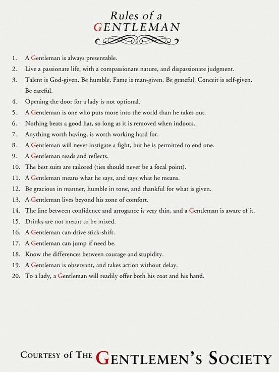 the rules of gentleman - screenshote for iphone and ipod, with text on it