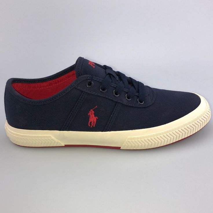 Upper Sole Canvas Rubber Sole Color Navy Blue/Red/Off White Classic Blue Sneakers With Textured Sole, Navy Sneakers With Leather Sole And Round Toe, Blue Vulcanized Sole Flat Sneakers, Blue Sneakers With Rubber Sole, Blue Sneakers With Contrast Sole, Blue Canvas Shoes With Round Toe, Blue Round Toe Canvas Shoes, Navy Slip-on Sneakers With Leather Sole, Blue Flat Sneakers With Cushioned Footbed