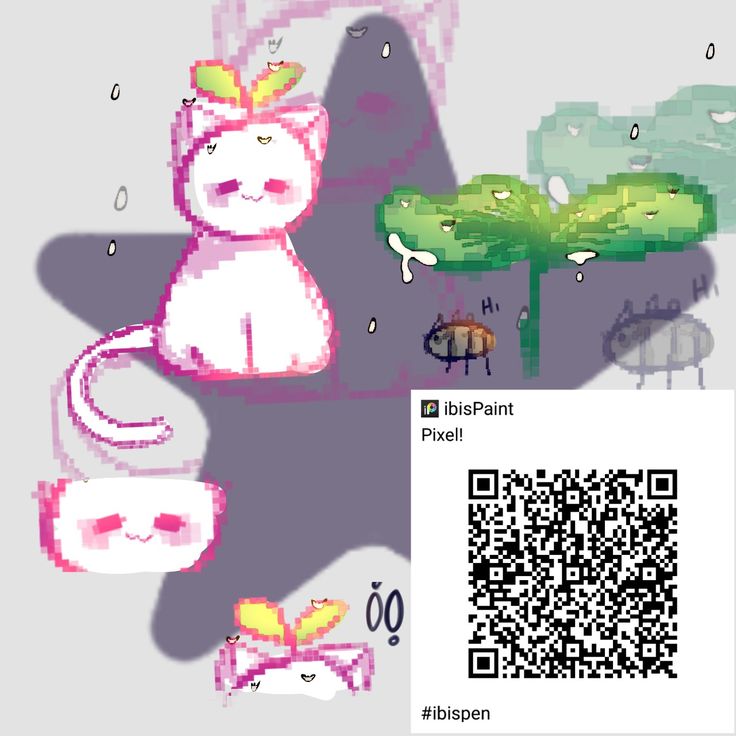 a qr - code image of a cat sitting next to a tree with a butterfly on its head