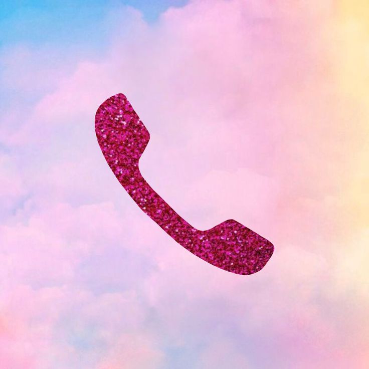 a pink phone is in the sky with some clouds behind it and a rainbow colored background