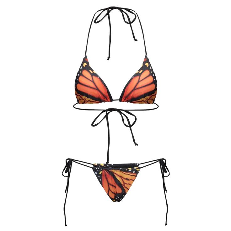 butterfly print bikini set boogzel clothing Adjustable Orange Swimwear For Pool, Adjustable Triangle Swimwear For Pool, Adjustable T-back Swimwear For Festivals, Beachwear Swimwear With String Tie For Festival, Adjustable Multicolor Swimwear For Party, Adjustable Multicolor Party Swimwear, Adjustable String Tie Swimwear For Swimming, Orange Adjustable Triangle Top Swimwear, Adjustable String Swimwear For Summer