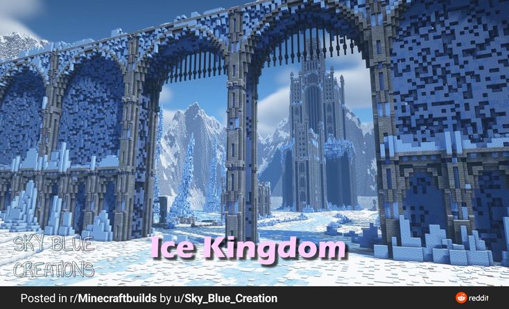 an ice kingdom is shown in this animated image with the words ice kingdom on it