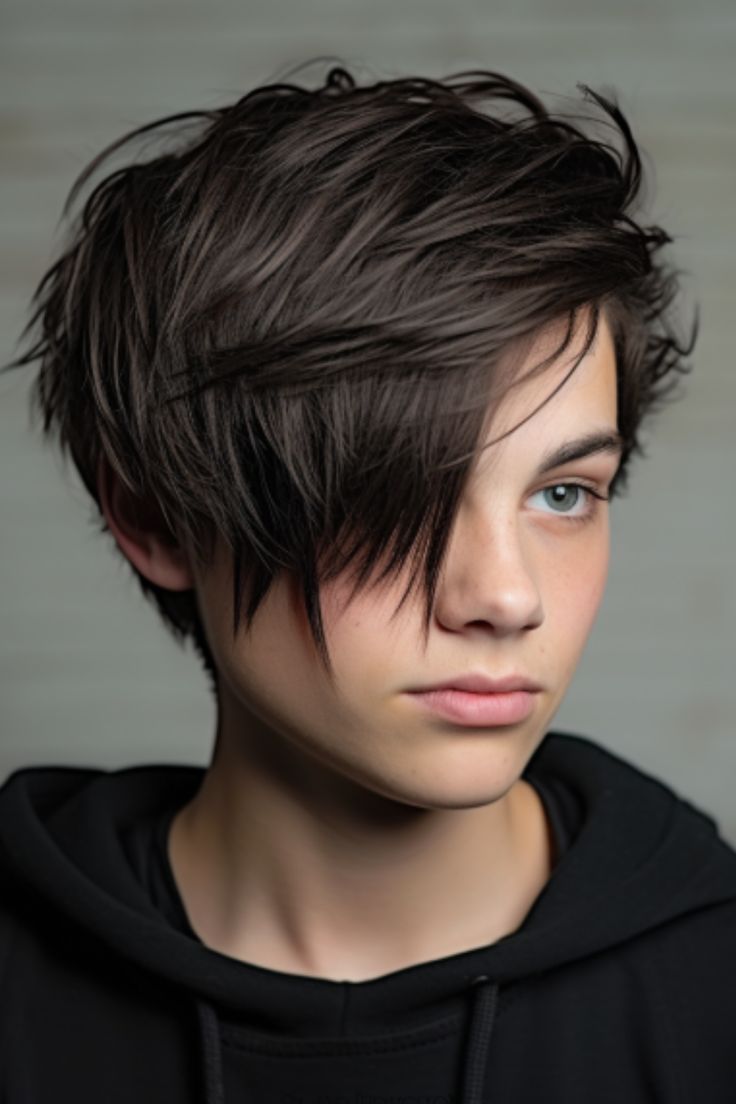 For those teenage boys seeking something unique, an asymmetrical bob with razor-finish detailing offers an exceptional hairstyle choice. The uneven length adds flair to your look, while incorporating a drop fade gives it that trendy edge you desire. Click here to check out more best teenage boy haircuts this year. 12 Year Boy Haircut, Emo Teen Boy, Leo Hair, Boys Haircuts Curly Hair, Boys Hairstyle, Trendy Boys Haircuts, Dream Hairstyles, Emo Boy Hair, Boys Haircut Styles