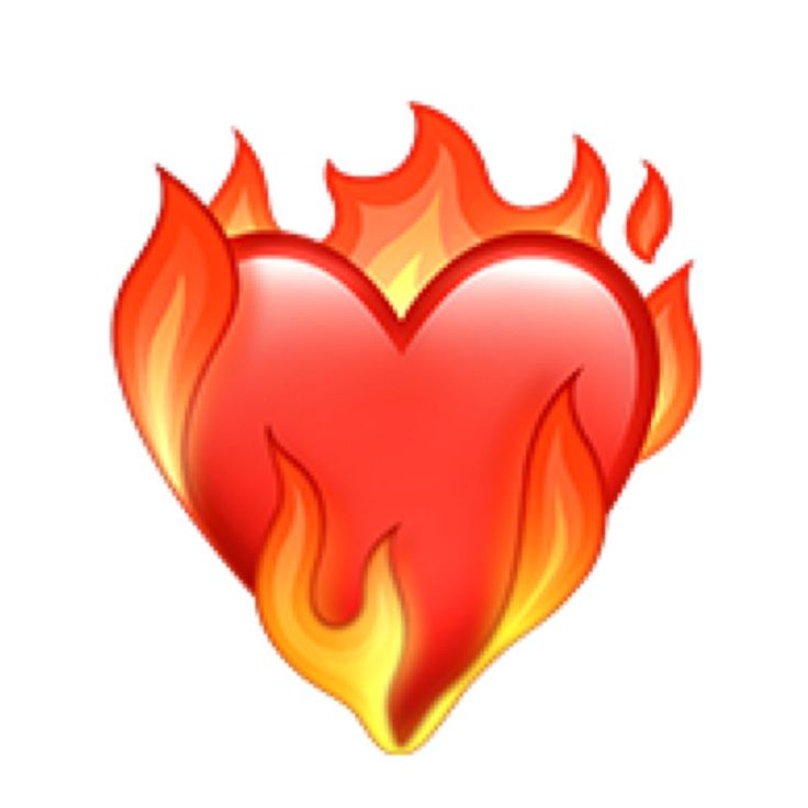 a red heart with flames on it